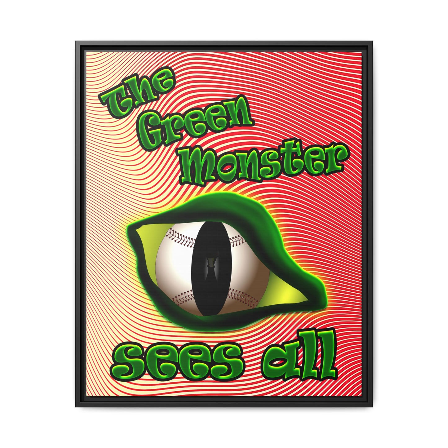 green monster - framed canvas art (yellow-orange wave)