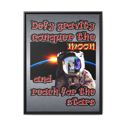 defy conquer reach - framed canvas art (brushed nickel)