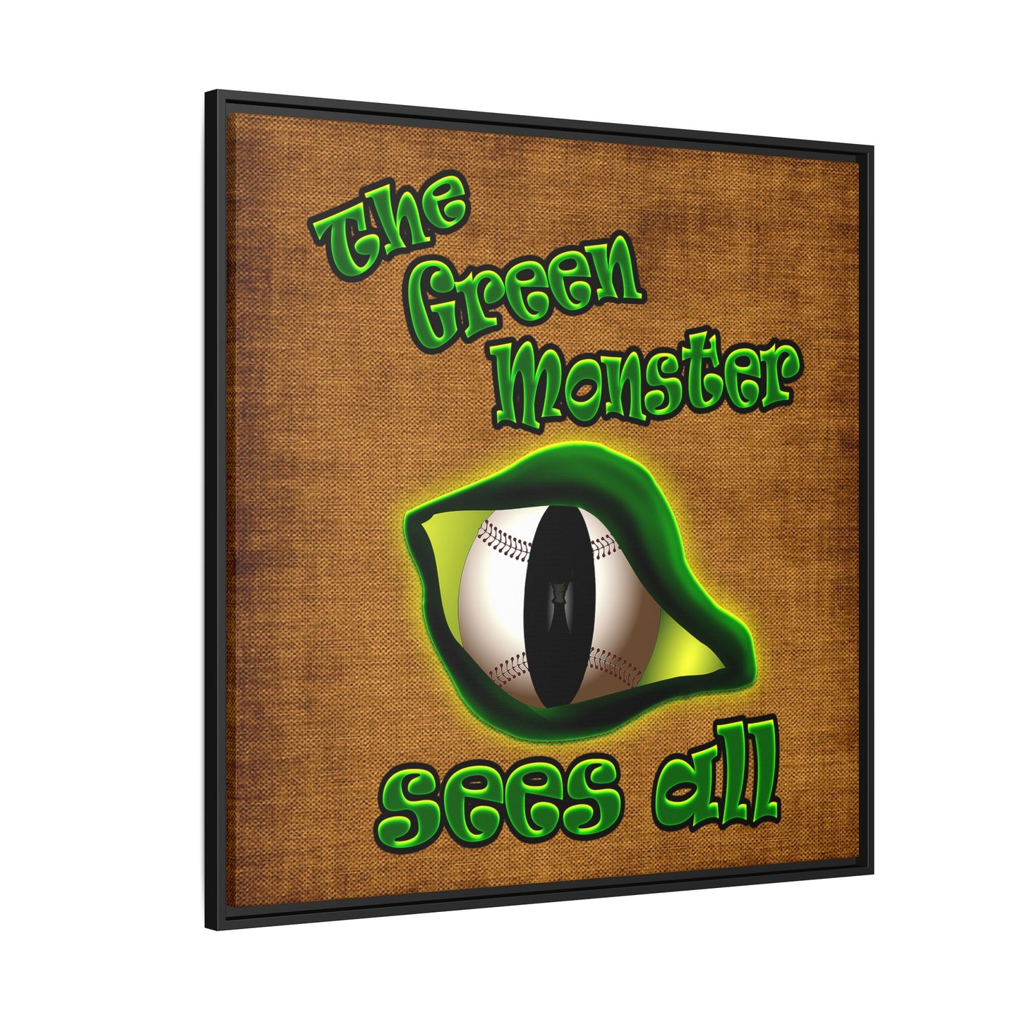 green monster - framed canvas art (brown papyrus)