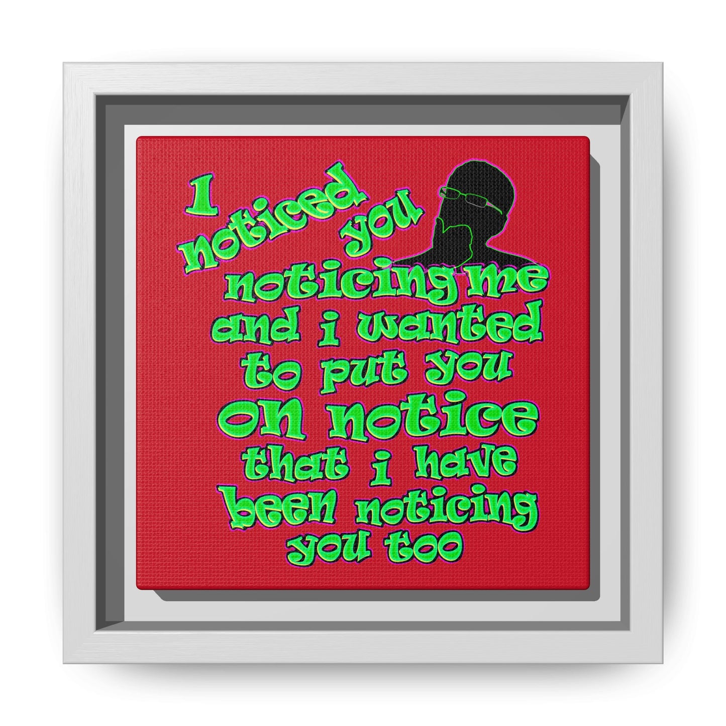 noticed you noticing - framed canvas art (dark red)