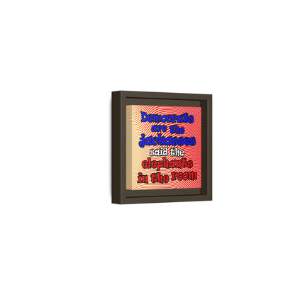donkeys and elephants - framed canvas art (yellow-orange wave)
