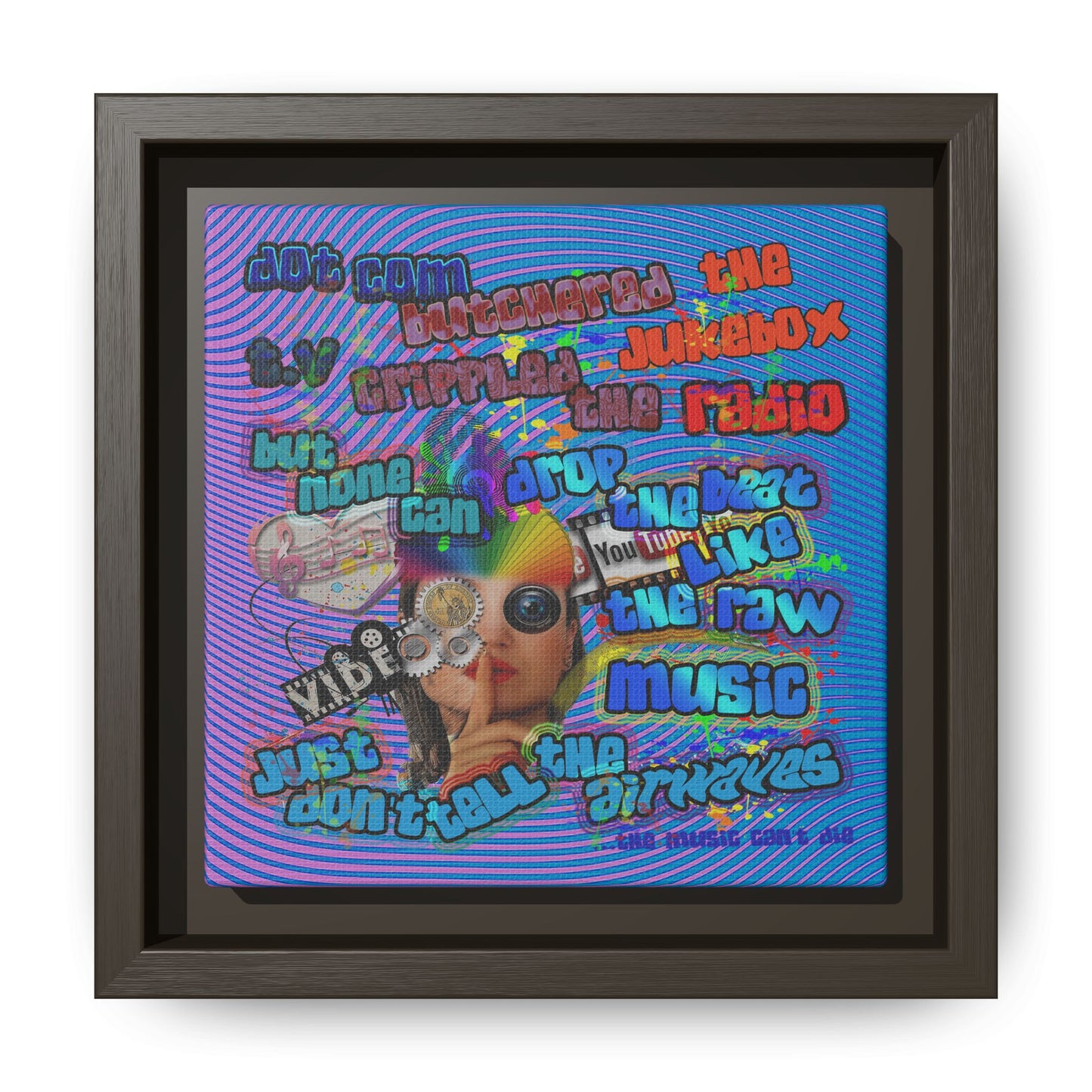 drop the beat - framed canvas art (light blue-purple wave)