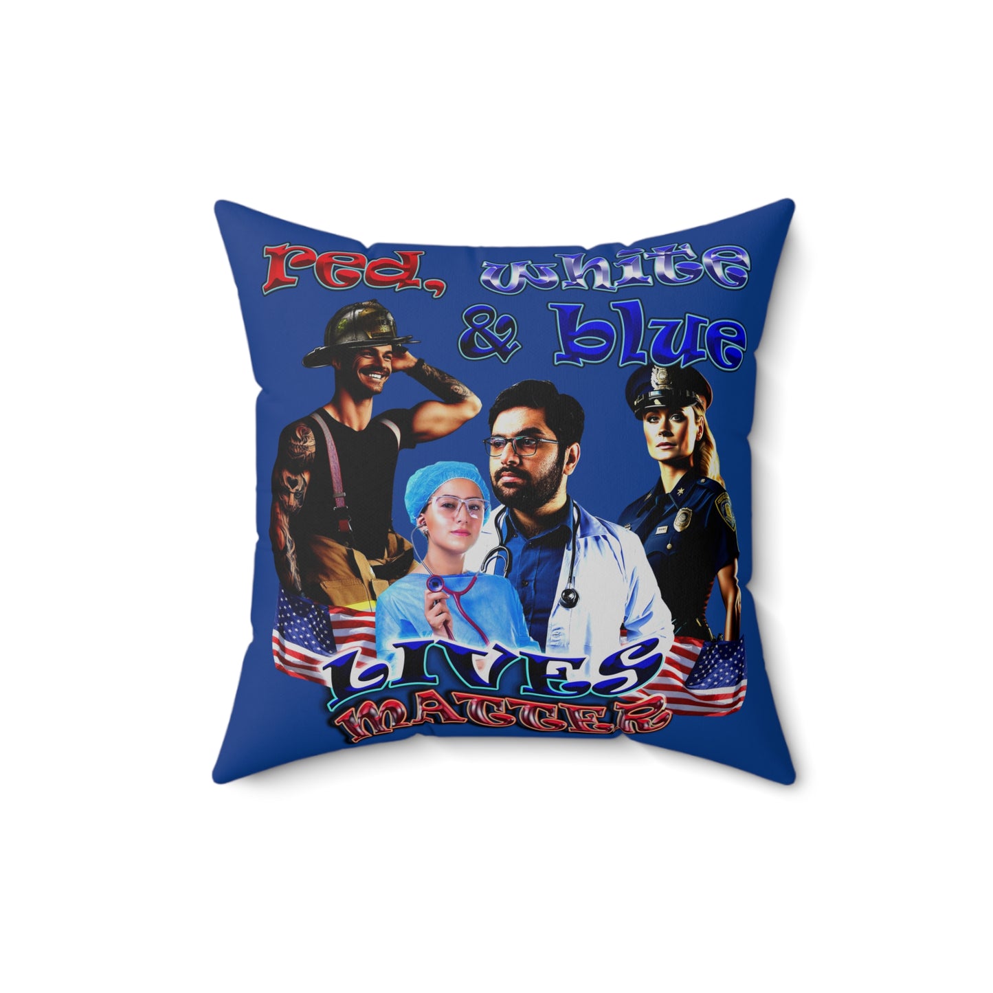 rw&b lives matter - Spun Polyester Square Pillow - (dark blue)