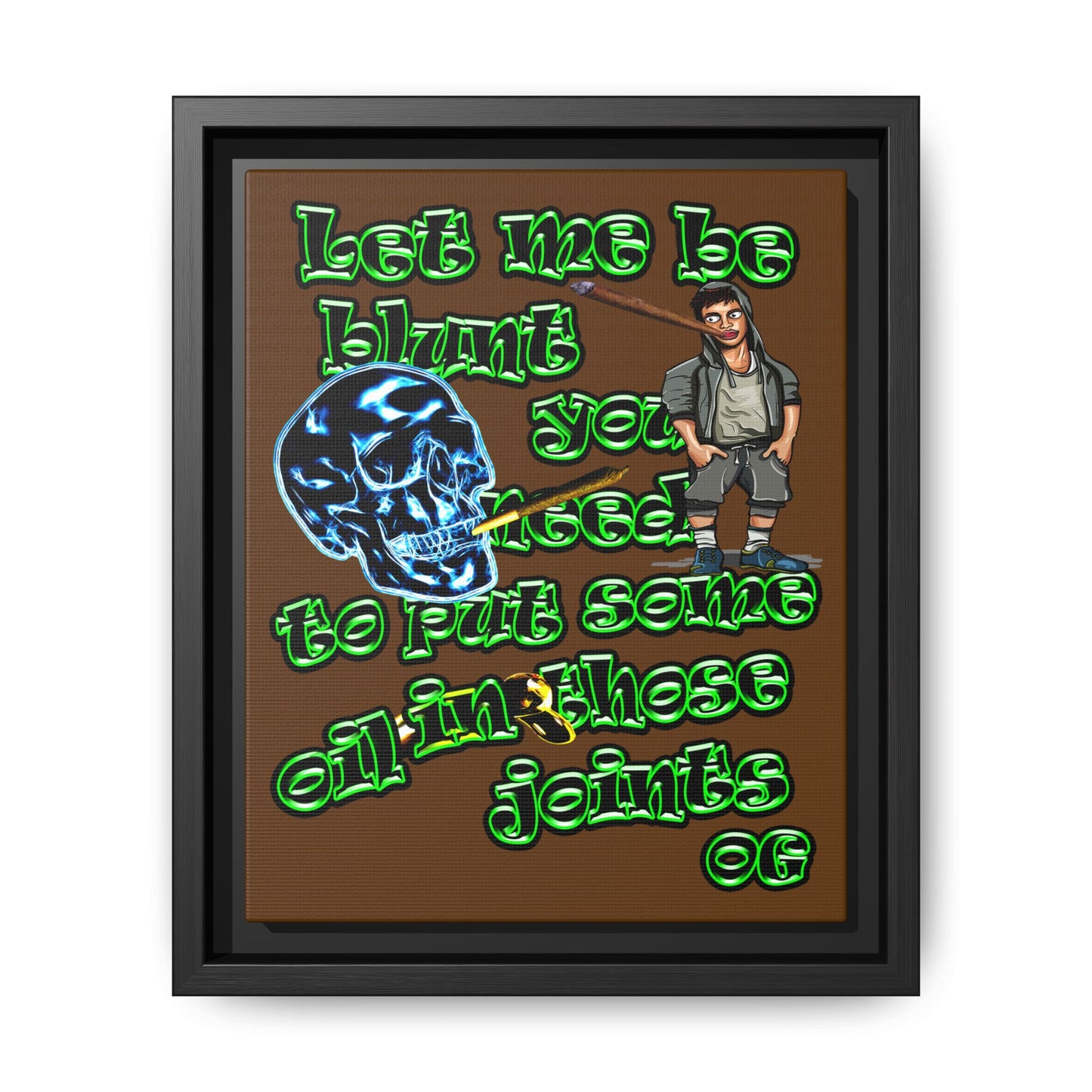 og - framed canvas art (brown)