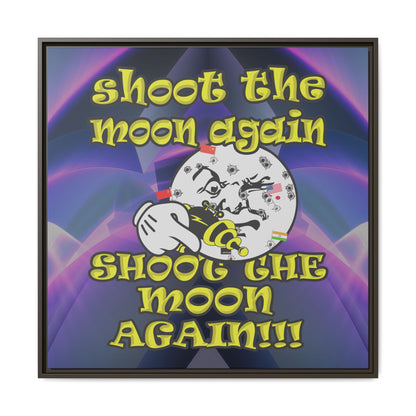 shoot the moon again - framed canvas art (grey-pink wave)