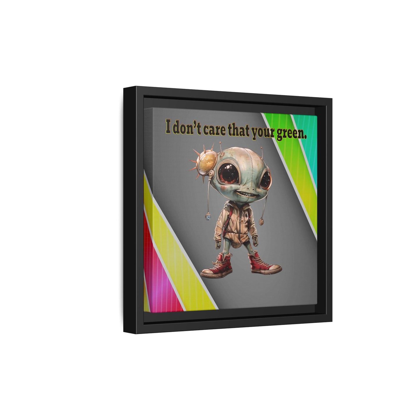 I don't care that your green - framed canvas art (rainbow split)
