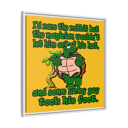 turtle race - framed canvas art (yellow)