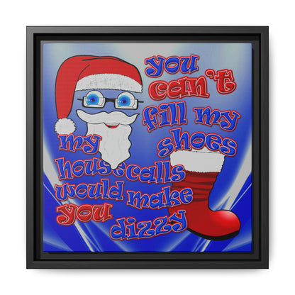 santa's shoes - framed canvas art (blue-white wave)