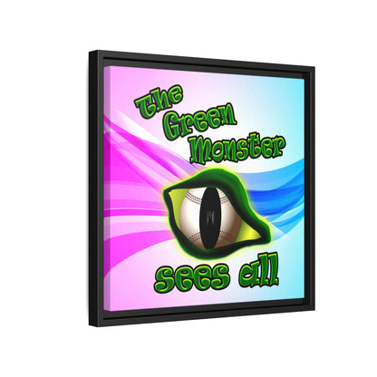green monster - framed canvas art (light blue-pink wave)