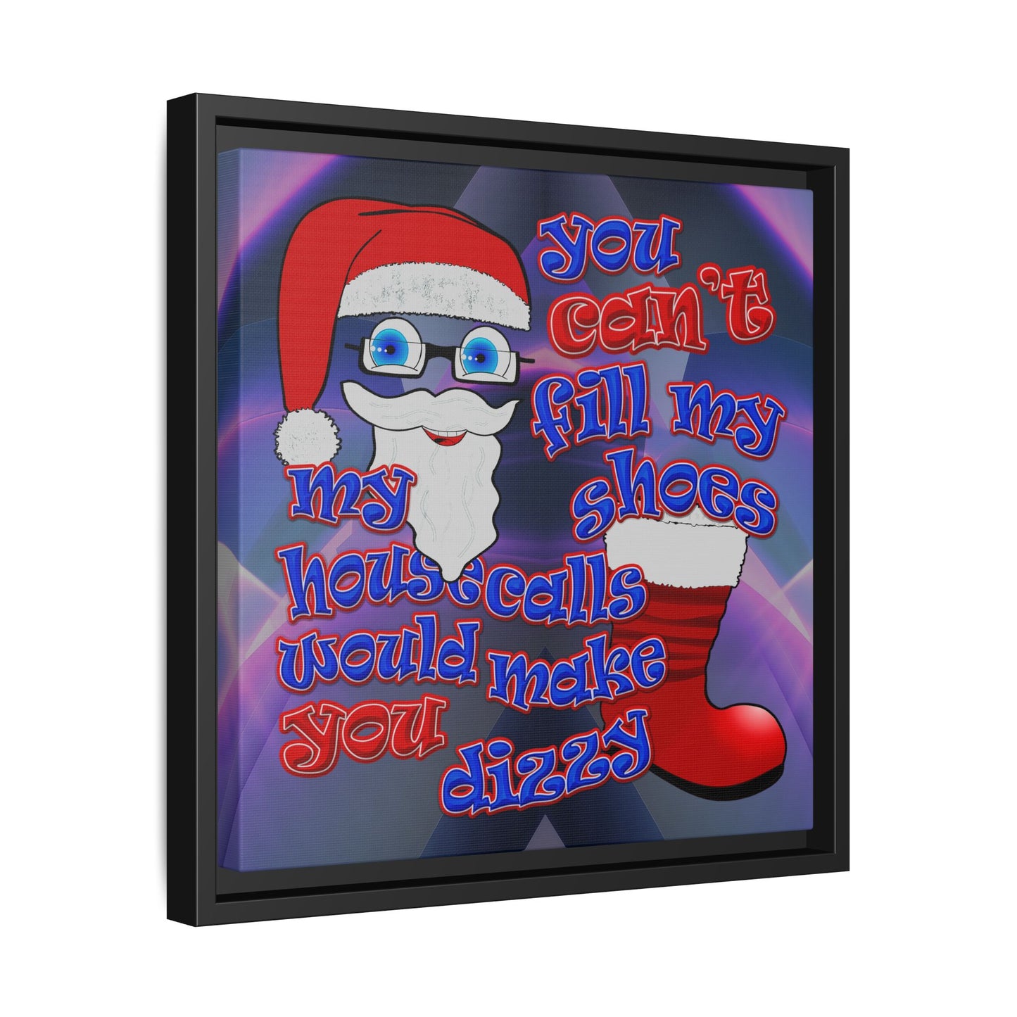 santa's shoes - framed canvas art (grey-pink wave)