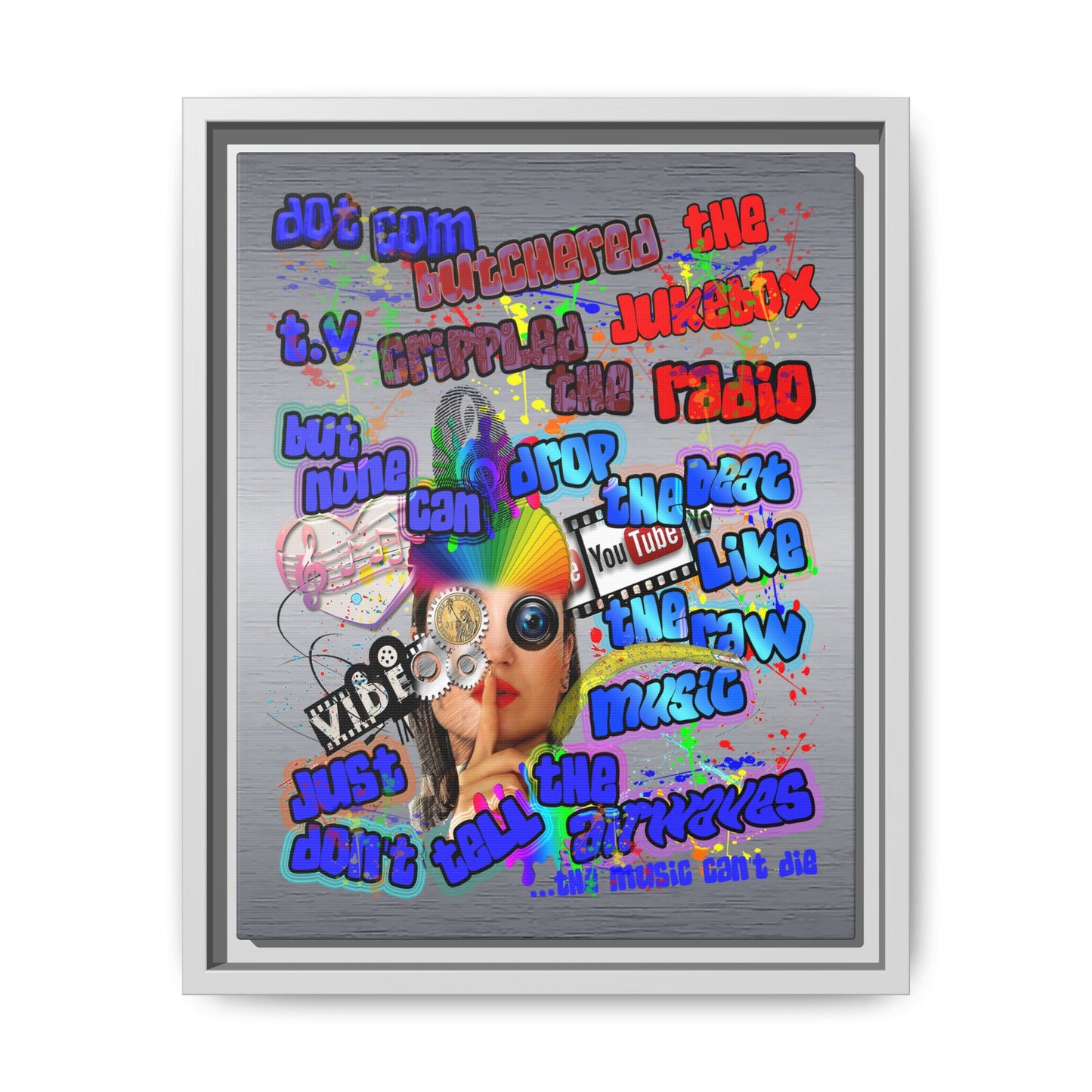 drop the beat - framed canvas art (brushed nickel)