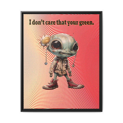 I don't care that your green - framed canvas art (yellow-orange wave)