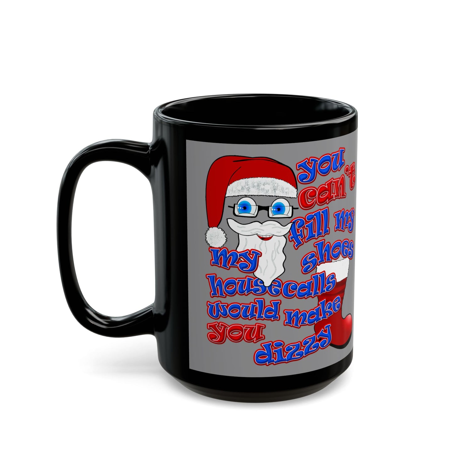 santa's shoes - Black Mug (grey)