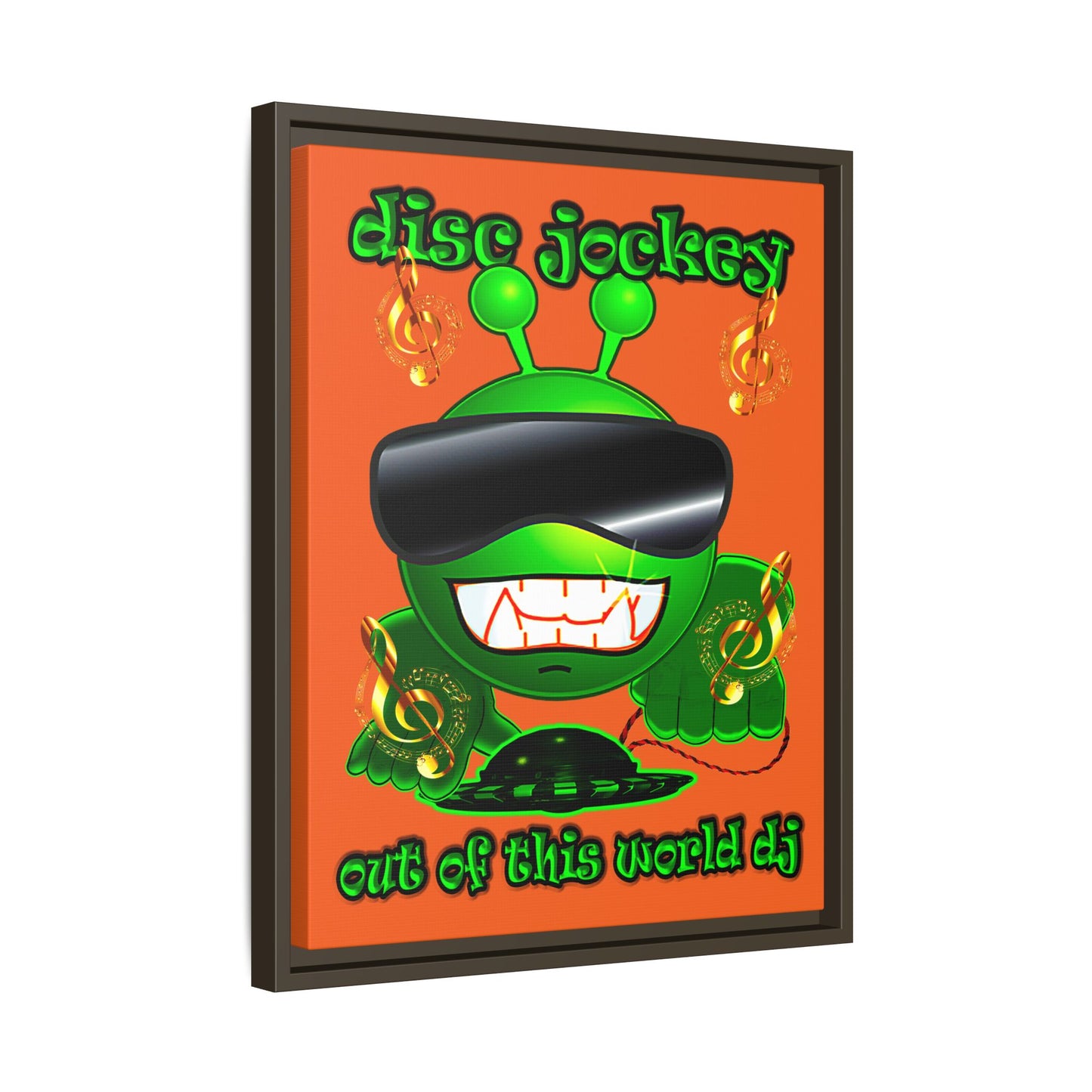 disc jockey - framed canvas art (orange)