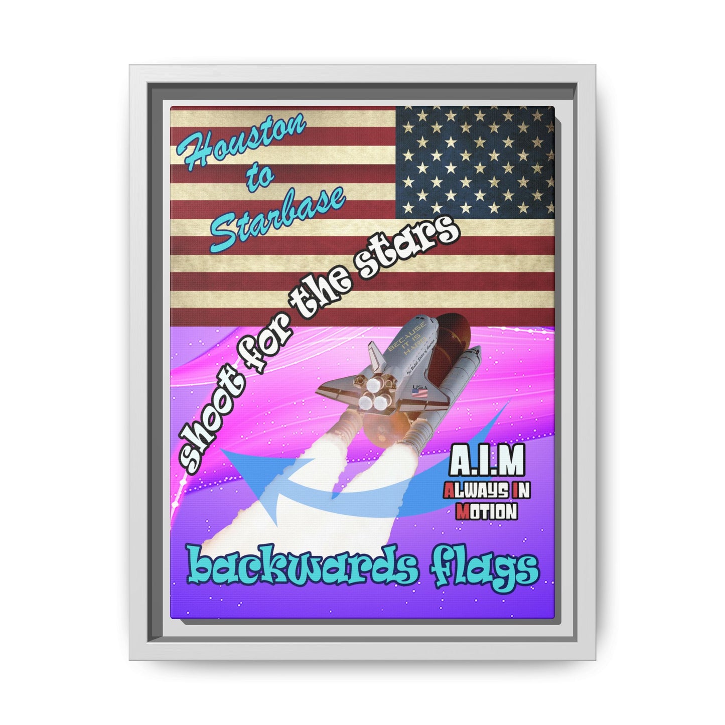 shoot for the stars - framed canvas art (purple-pink wave)