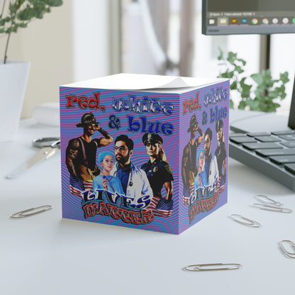 rw&b lives matter - note cube (light blue-purple wave)