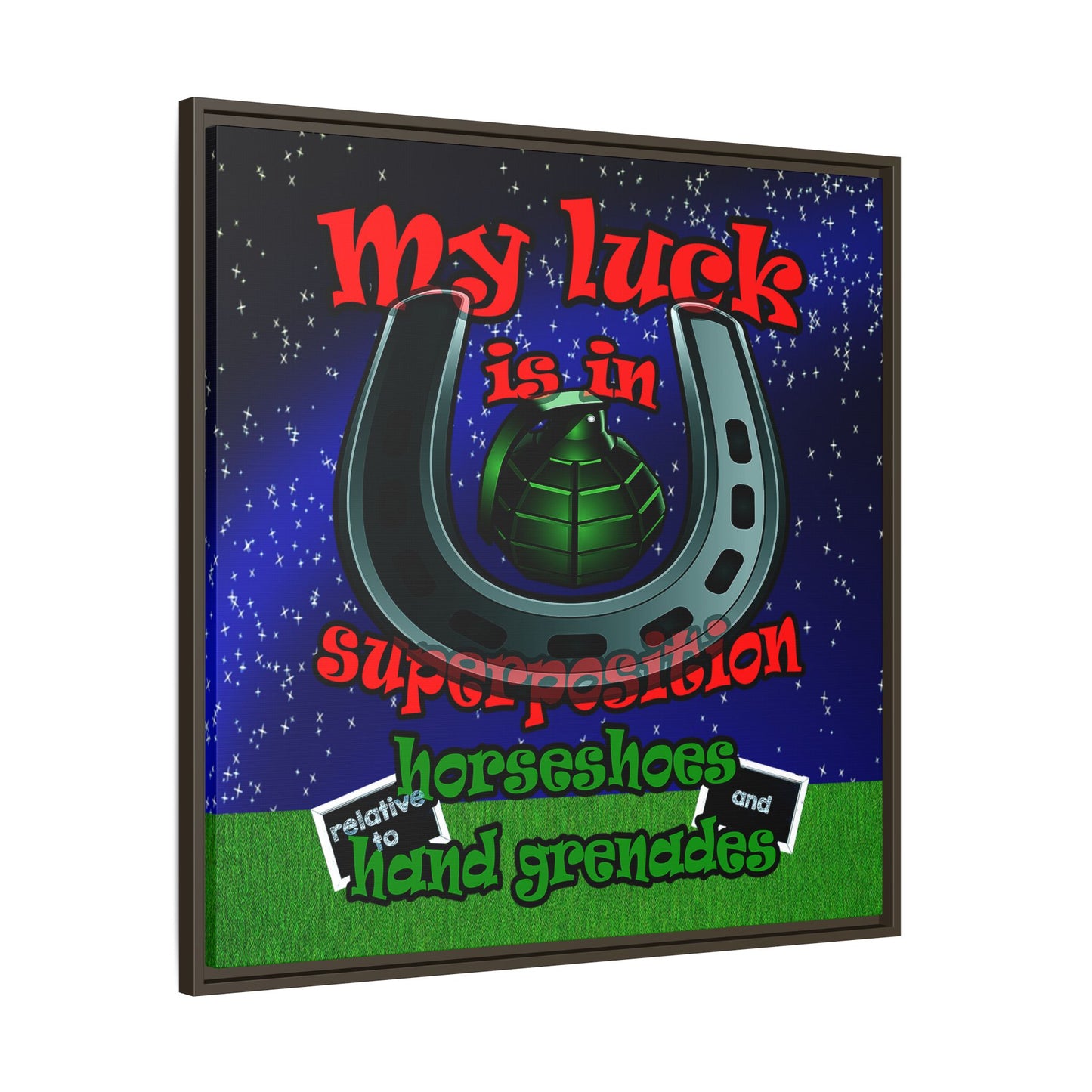 my luck - framed canvas art ('snoops' background)