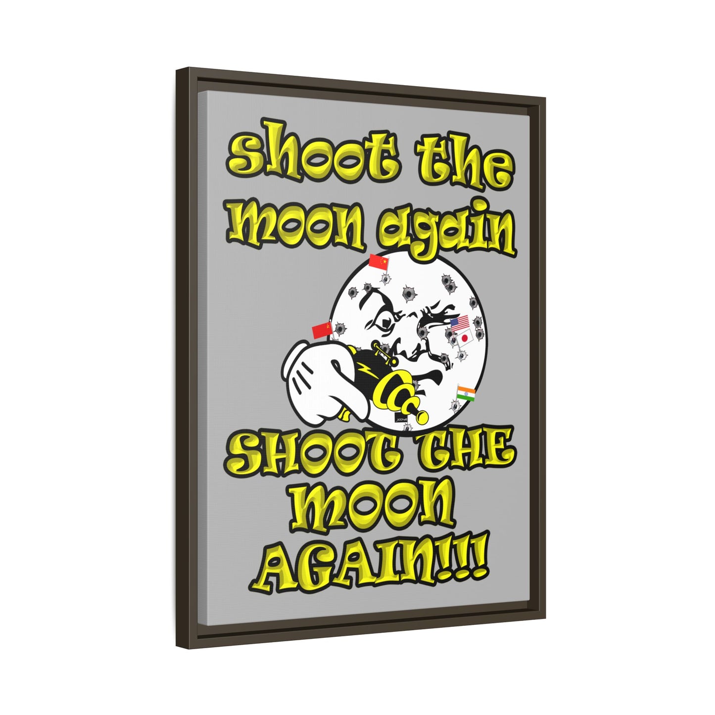 shoot the moon again - framed canvas art (light grey)