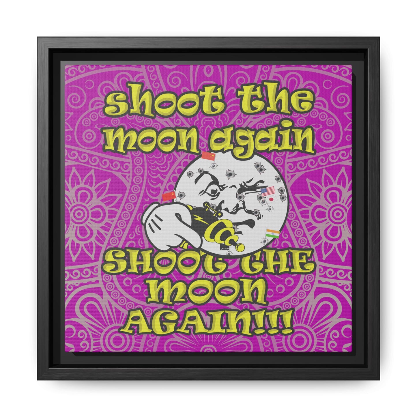 shoot the moon again - framed canvas art (pink swirl)