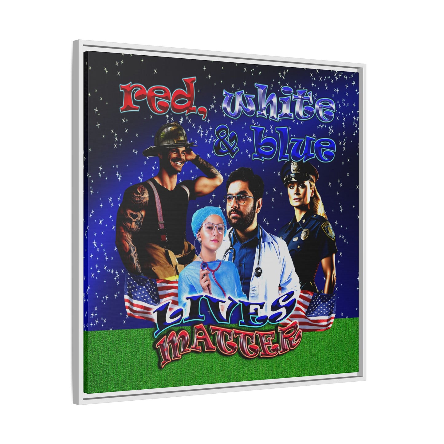 rw&b lives matter - framed canvas art ('snoops' background)