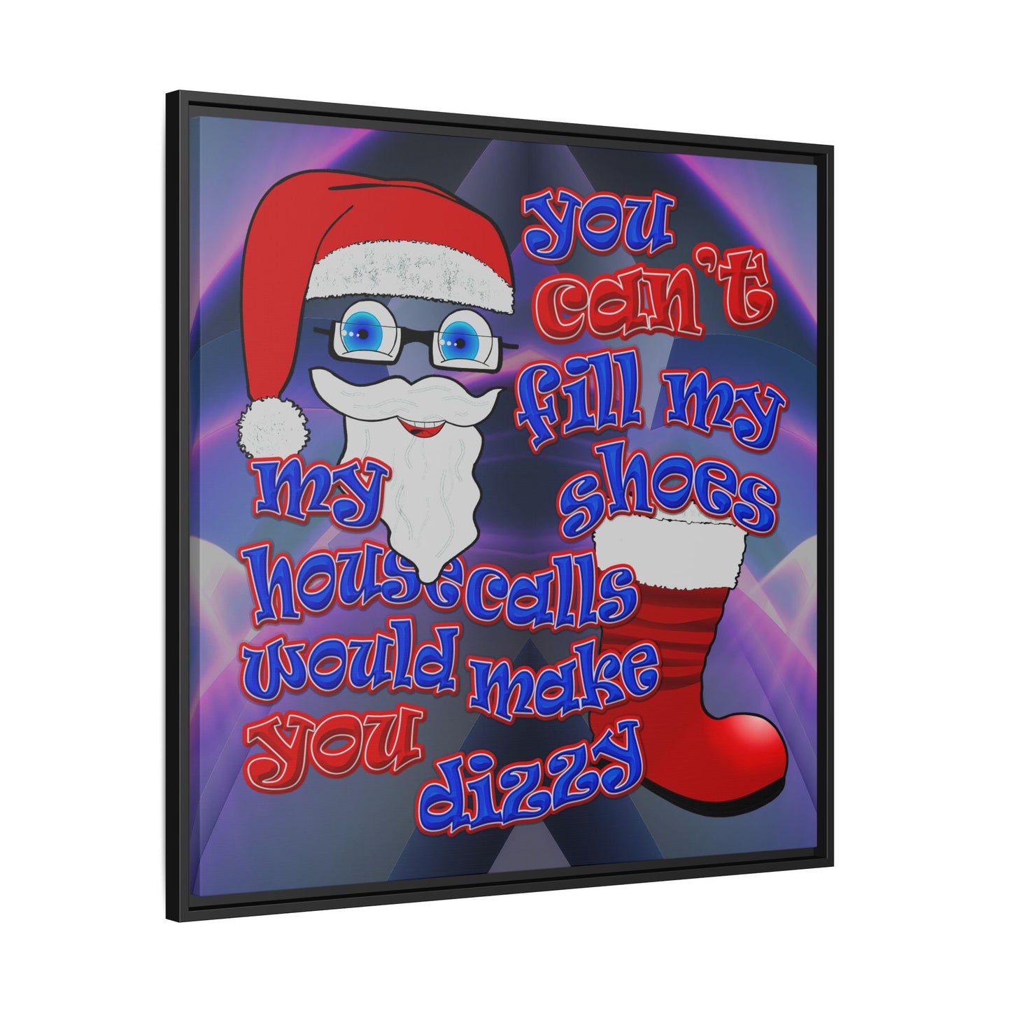 santa's shoes - framed canvas art (grey-pink wave)