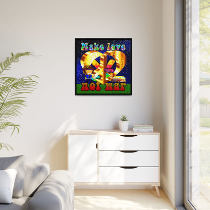 love peace - framed canvas art ('snoops' background)