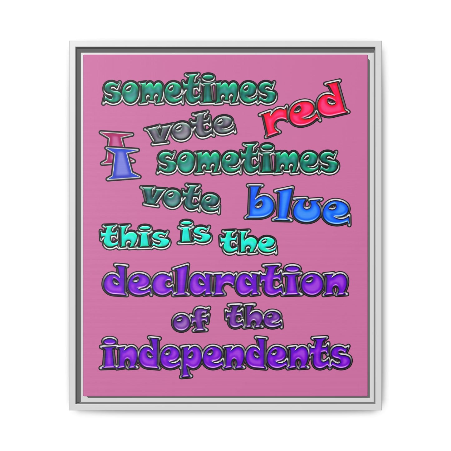 declaration of the independents - framed canvas art (light pink)