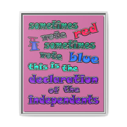 declaration of the independents - framed canvas art (light pink)