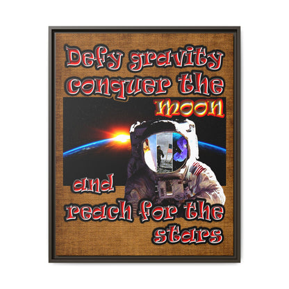 defy conquer reach - framed canvas art (brown papyrus)