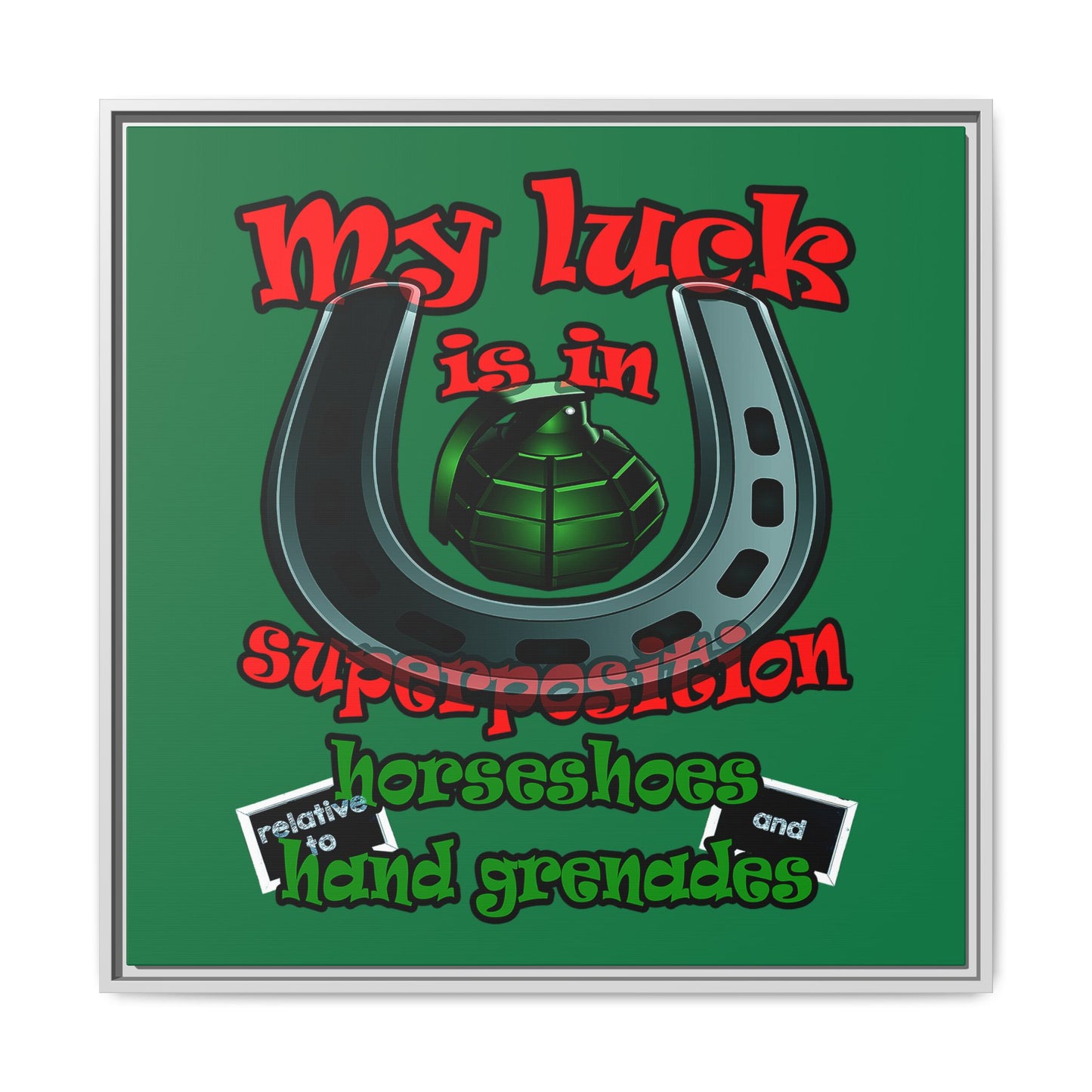 my luck - framed canvas art (dark green)