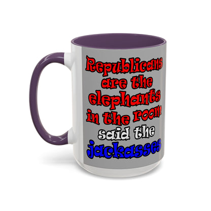 donkeys and elephants - Accent Mug (light grey)