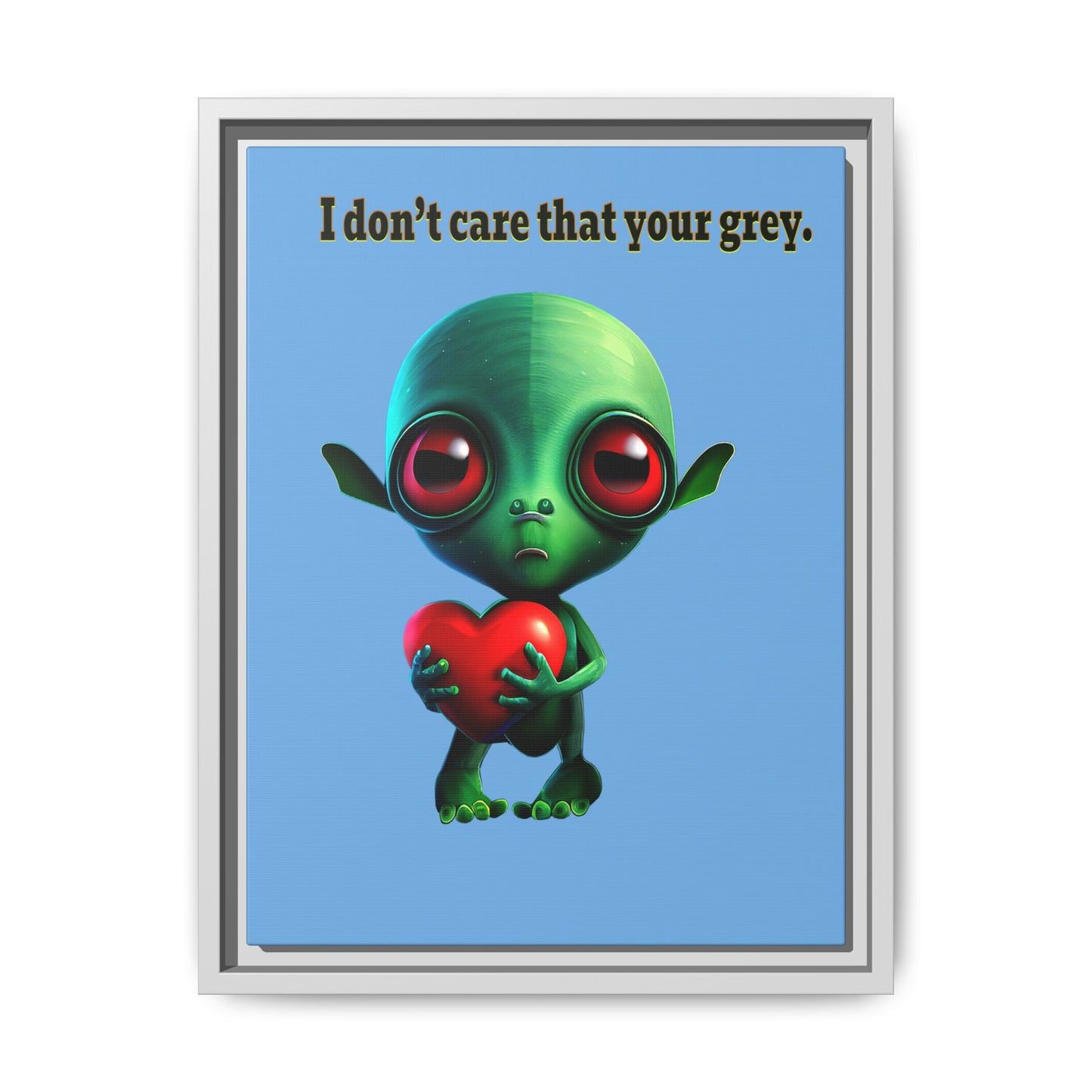 I don't care that your grey - framed canvas art (light blue)