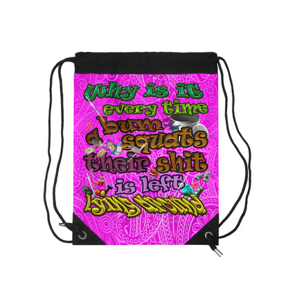 the bum's shit - Drawstring Bag (pink swirl)