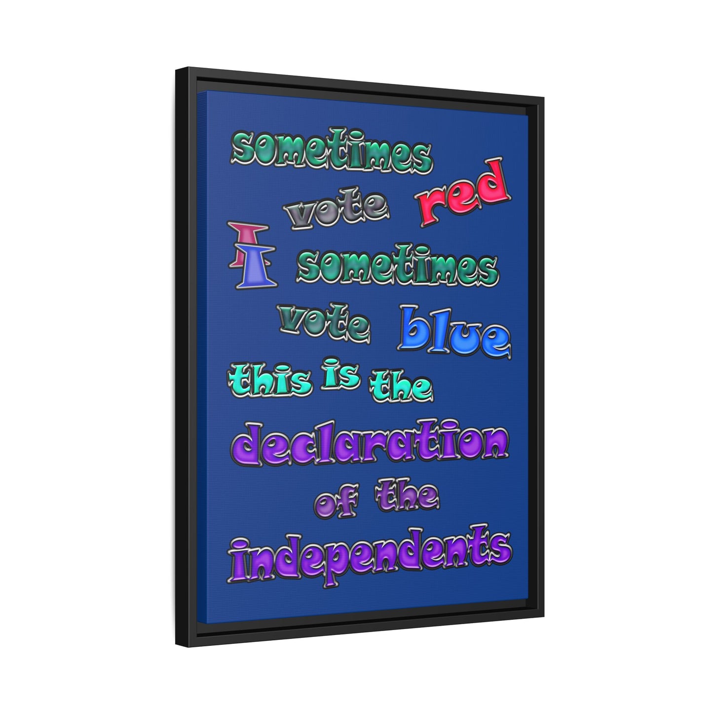 declaration of the independents - framed canvas art (dark blue)