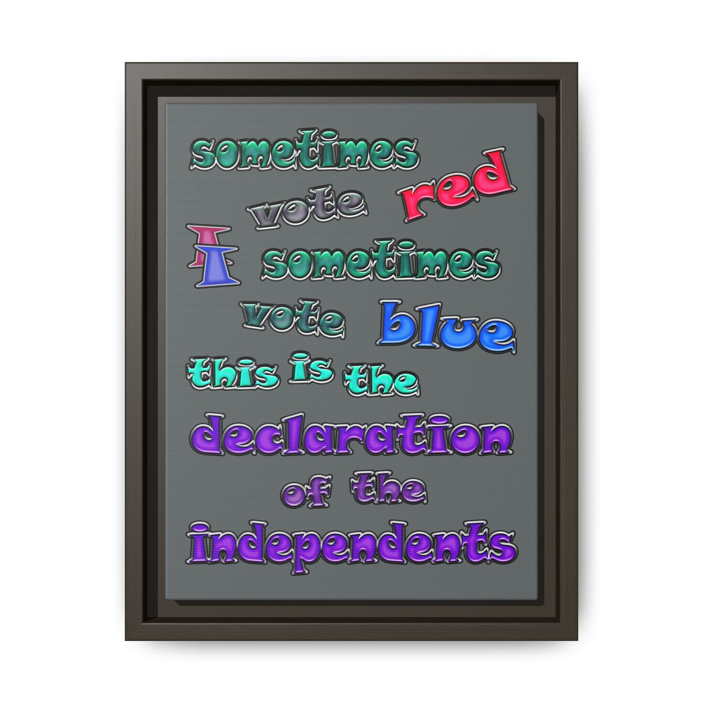 declaration of the independents - framed canvas art (dark grey)