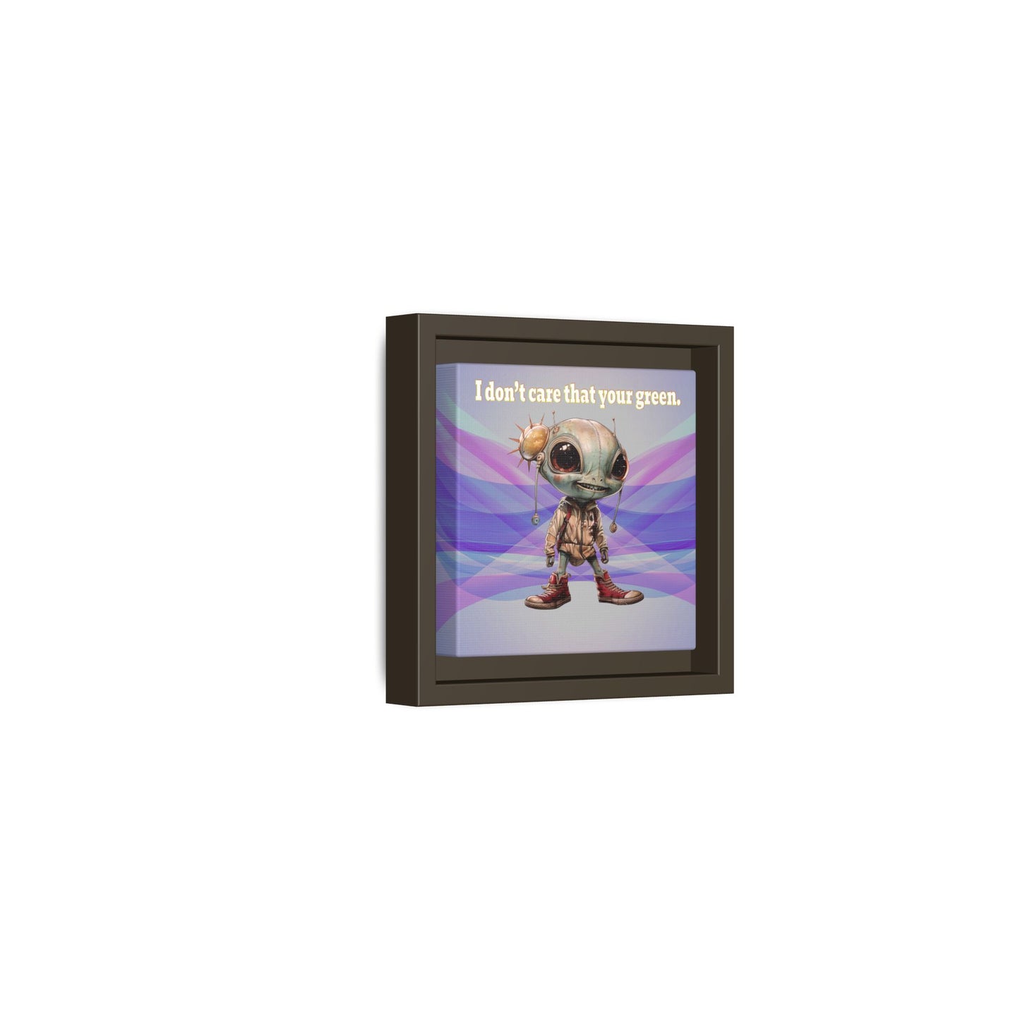 I don't care that your green - framed canvas art (light blue-pink wave)
