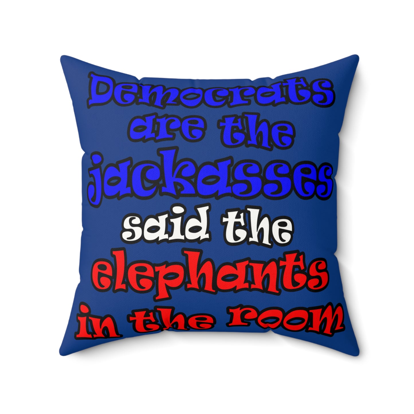 donkeys and elephants - Faux Suede Square Pillow - (dark blue)