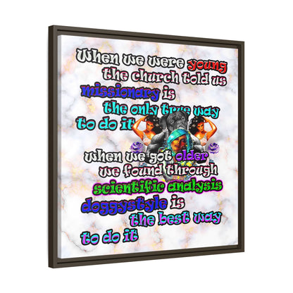 doggystyle - framed canvas art (white marble)
