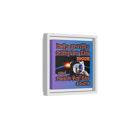 defy conquer reach - framed canvas art (light blue-purple wave)
