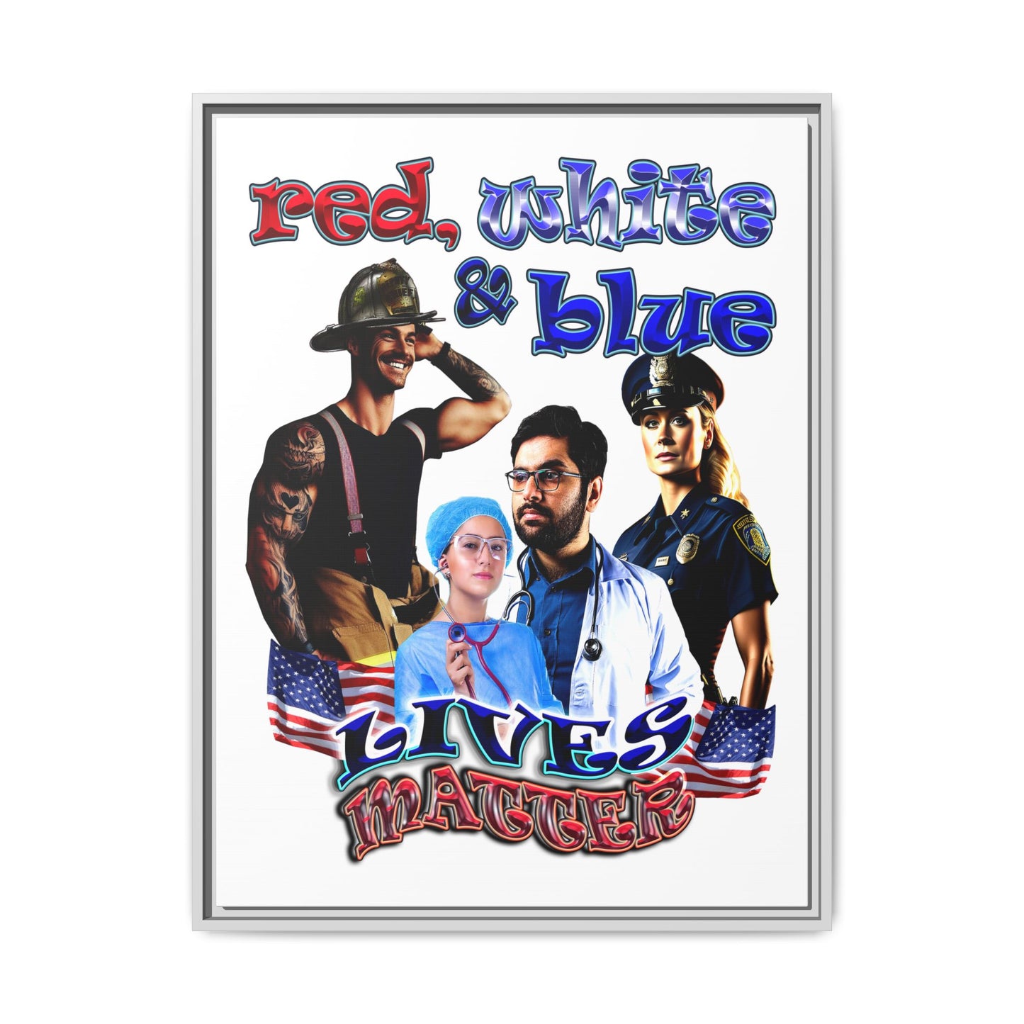 rw&b lives matter - framed canvas art (white)