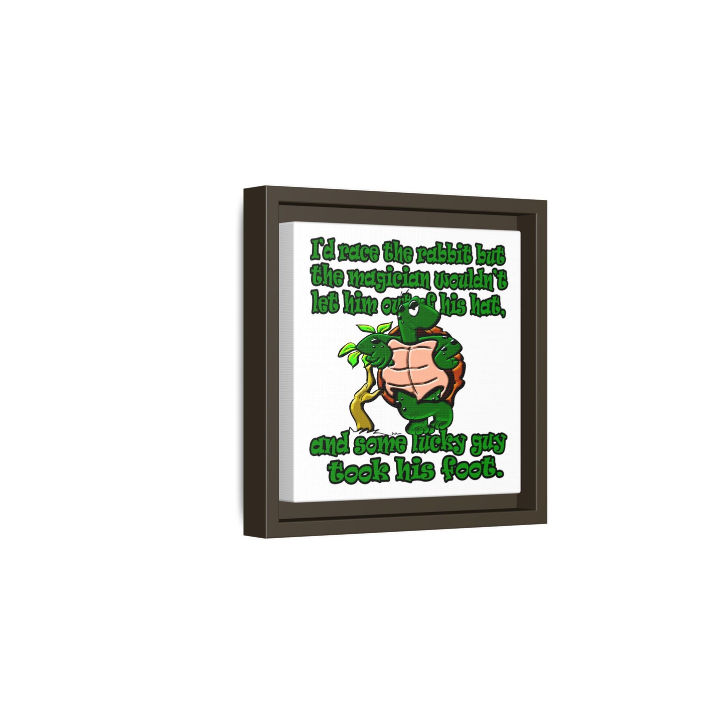 turtle race - framed canvas art (white)