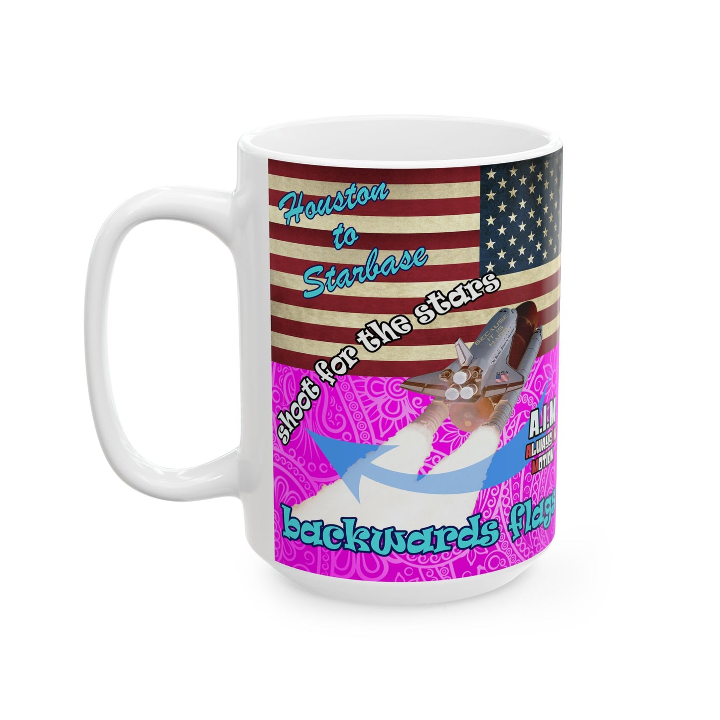 shoot for the stars - White Mug (pink swirl)