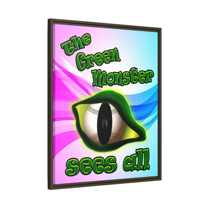 green monster - framed canvas art (light blue-pink wave)