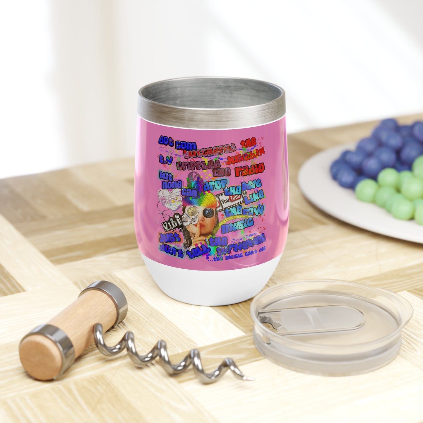 drop the beat - Chill Wine Tumbler (light pink)