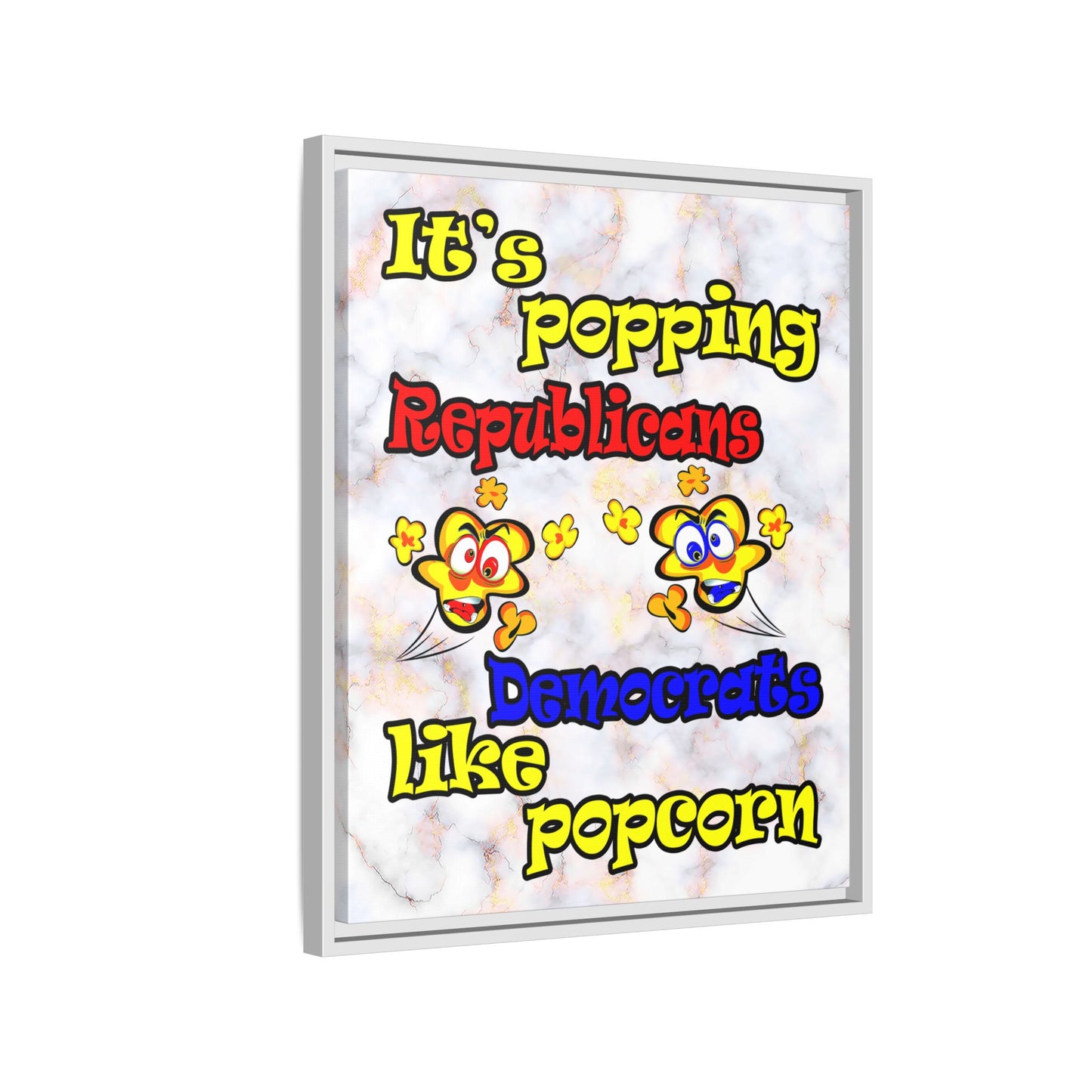 popping like popcorn - framed canvas art (white marble)