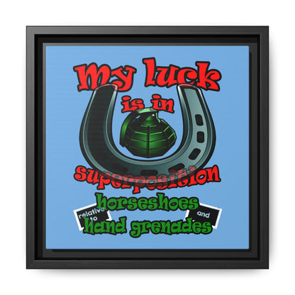my luck - framed canvas art (light blue)