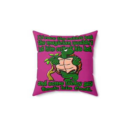 turtle race - Spun Polyester Square Pillow - (pink)