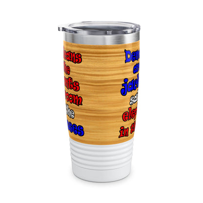 donkeys and elephants - Ringneck Tumbler, 20oz (butterscotch wood finish)