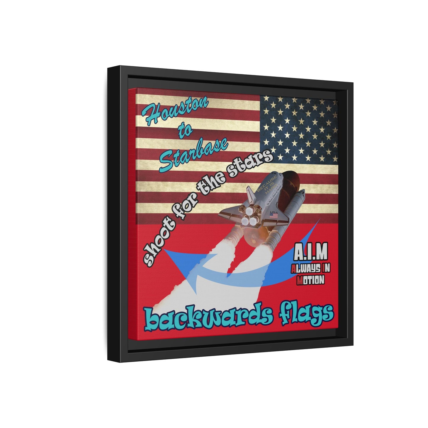 shoot for the stars - framed canvas art (dark red)