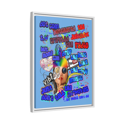 drop the beat - framed canvas art (light blue)